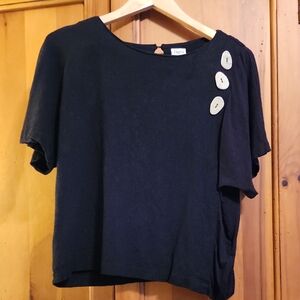 Truth + Style Black Blouse with Button Detail